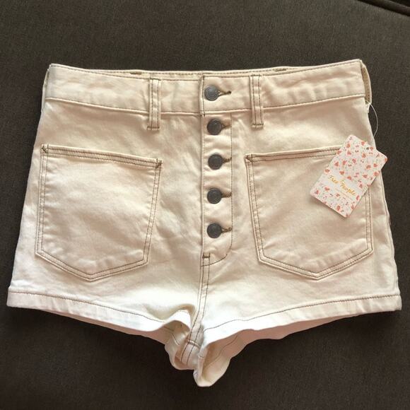 Free People Tan Bridgette Denim Shorts 28 - Picture 4 of 8